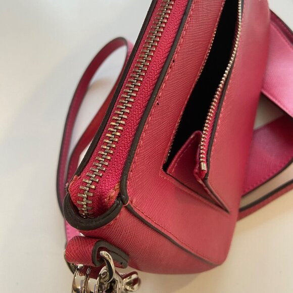 Joseph Ribkoff designer Pink Crossbody Bag With Chain Strap & Silver Accents - Picture 7 of 16